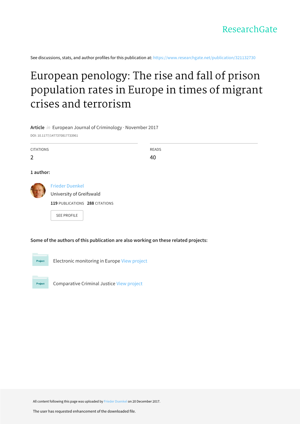 European Penology: the Rise and Fall of Prison Population Rates in Europe in Times of Migrant Crises and Terrorism