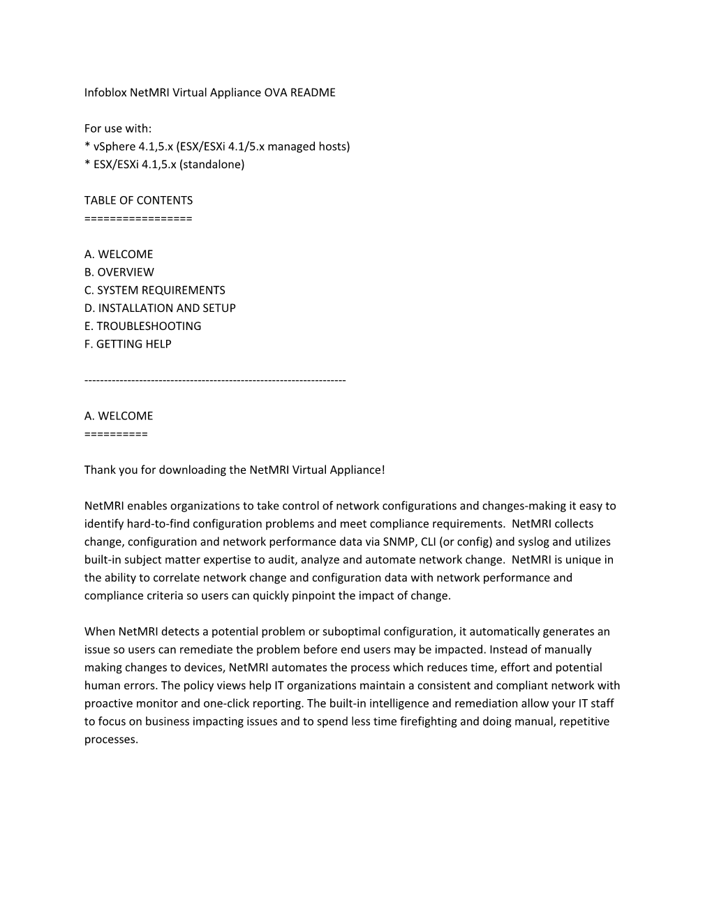 Infoblox Netmri Virtual Appliance OVA README