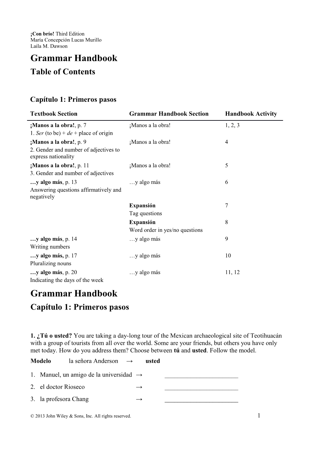 Con Brío Grammar Supplement Capítulo 5