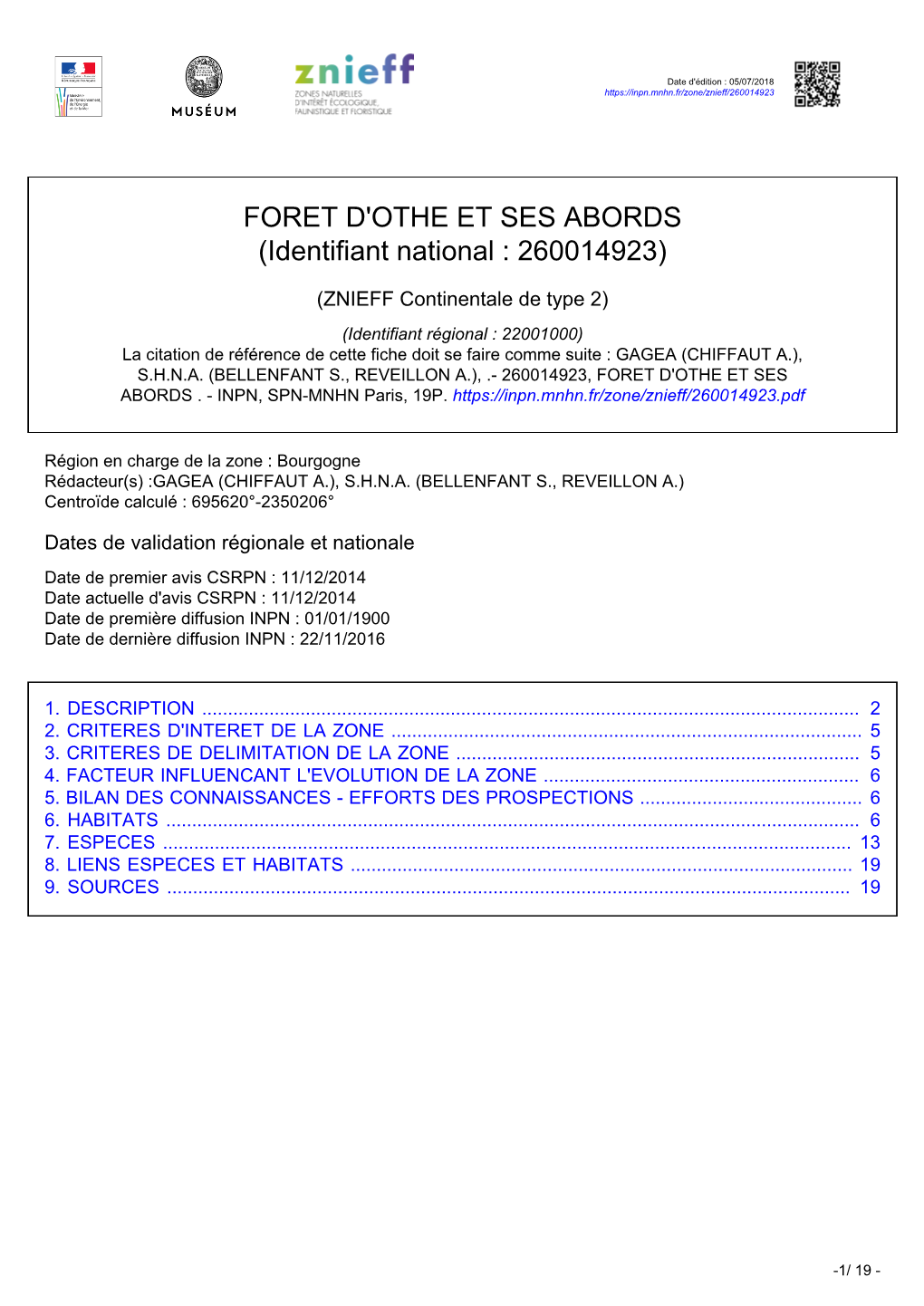 FORET D'othe ET SES ABORDS (Identifiant National : 260014923)