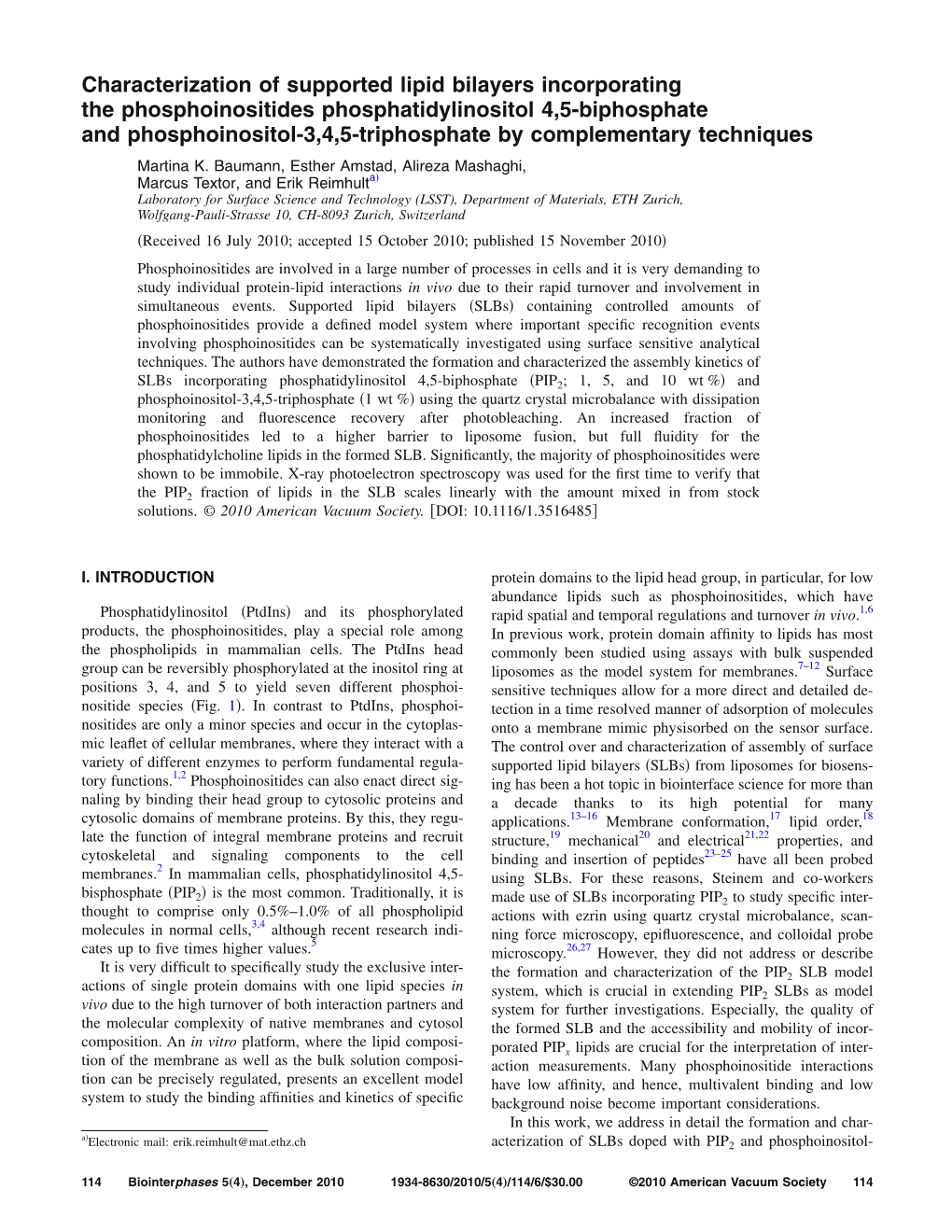 Characterization of Supported Lipid Bilayers Incorporating and Phosphoinositol-3, 4, 5-Triphosphate by Complementary Techniques