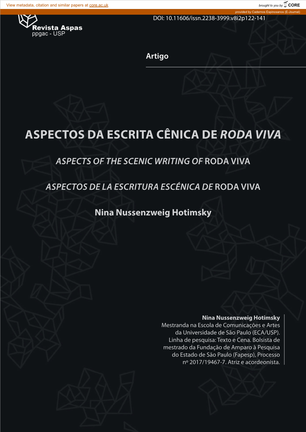 Aspectos Da Escrita Cênica De Roda Viva