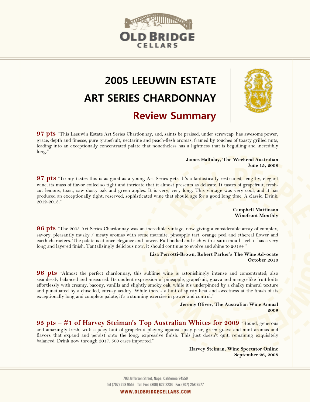 2005 LEEUWIN ESTATE ART SERIES CHARDONNAY Review Summary