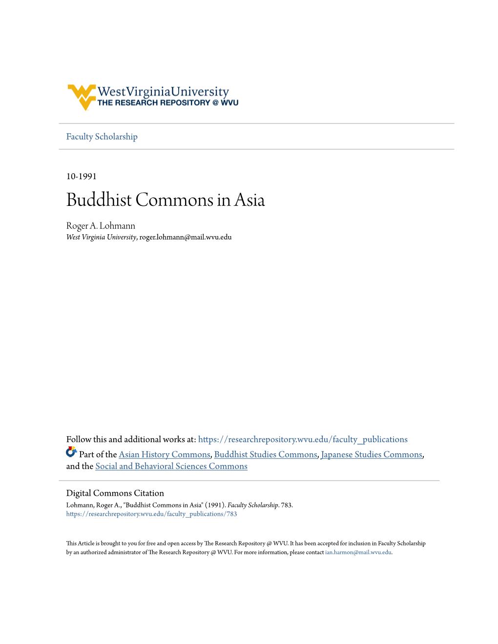 Buddhist Commons in Asia Roger A