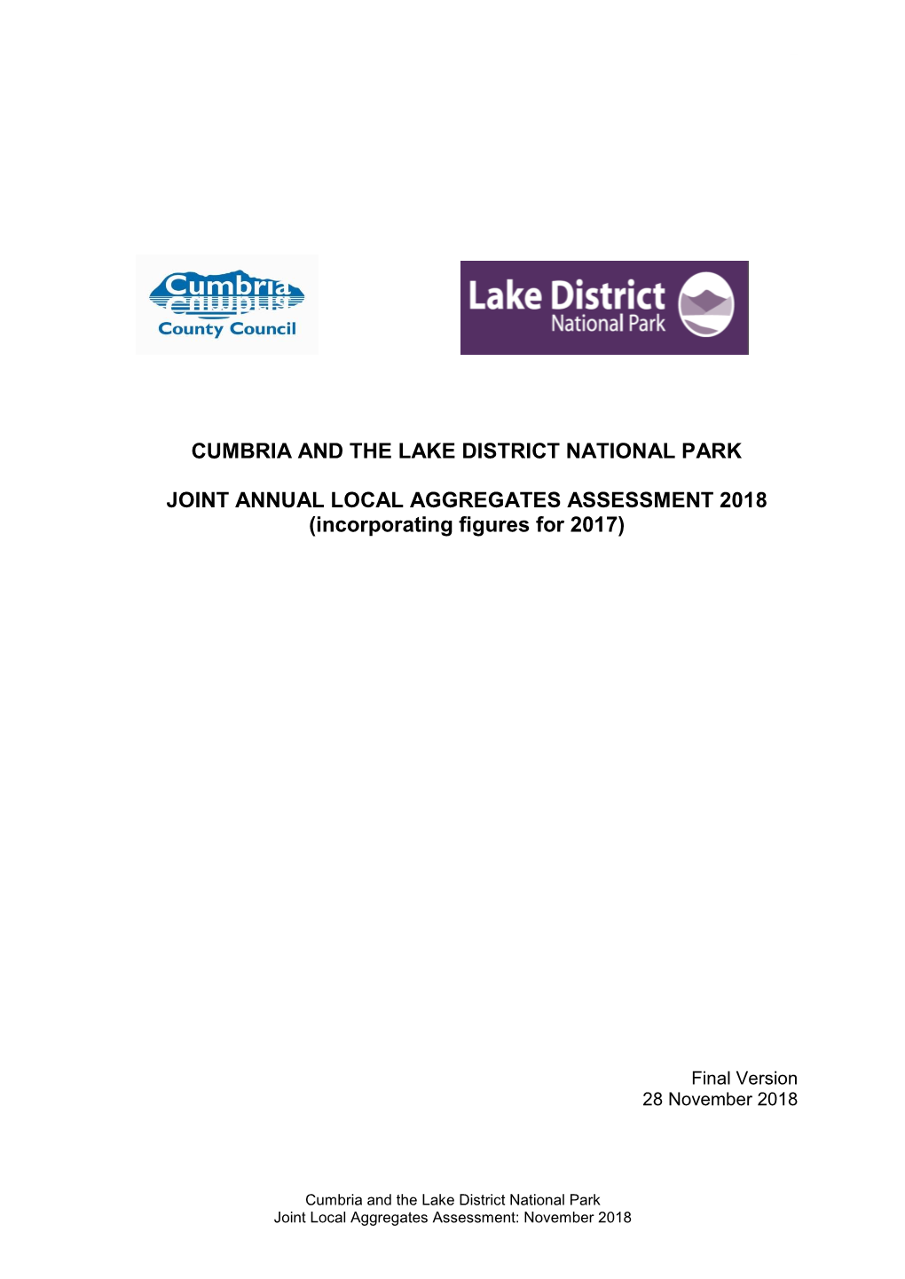 Cumbria Local Aggregates Assessment 2018 Full Report