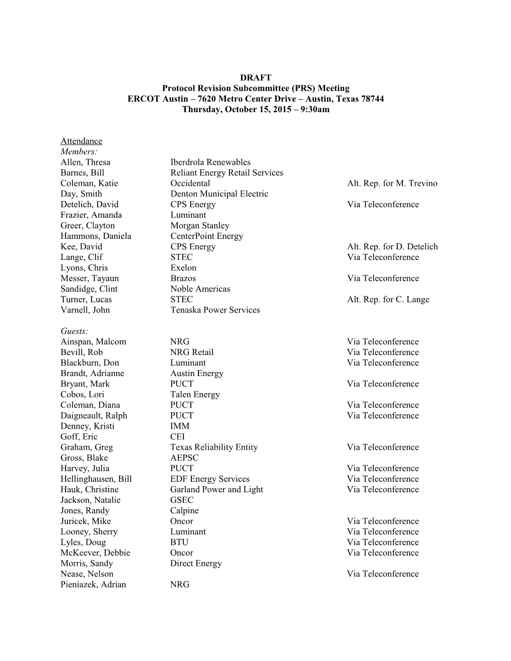 Protocol Revision Subcommittee (PRS) Meeting s2