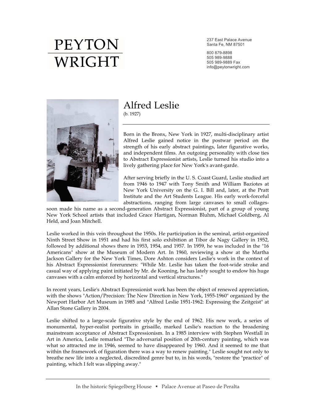 Bio Leslie, Alfred