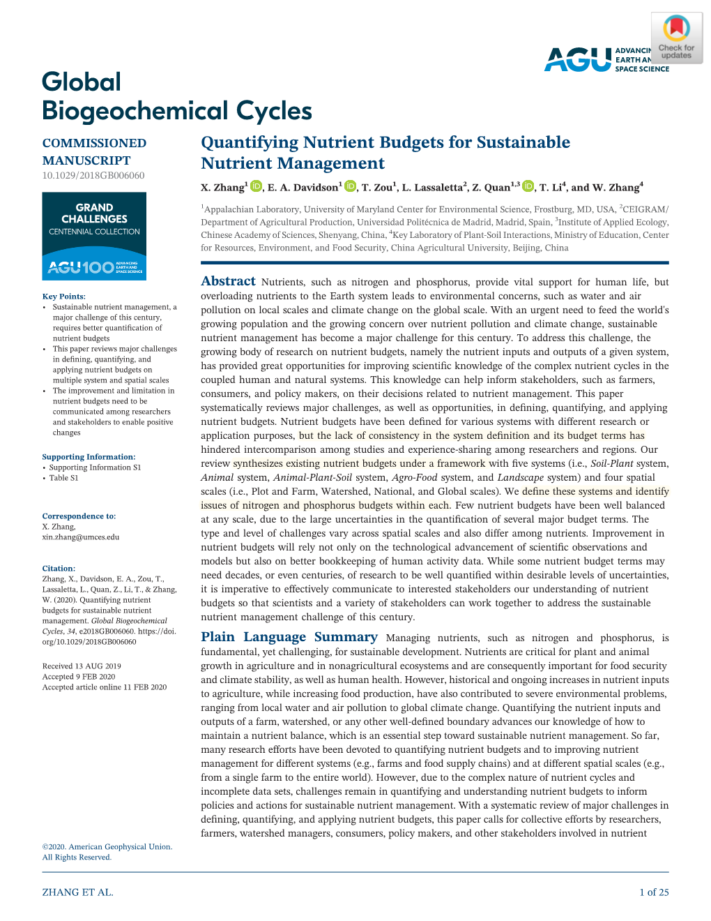 Quantifying Nutrient Budgets for Sustainable Nutrient Management