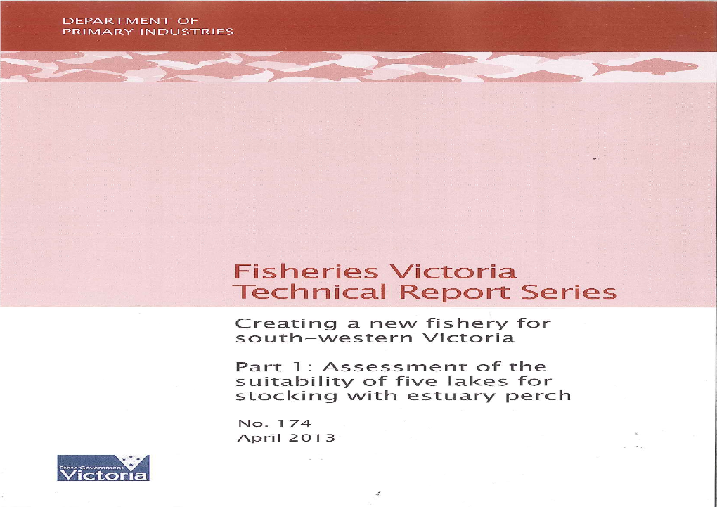 Assessment of the Suitability of Five Lakes for Stocking with Estuary Perch