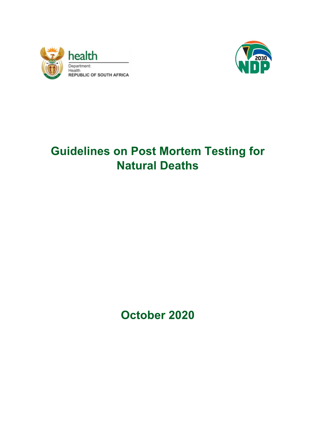 Guidelines on Post Mortem Testing for Natural Deaths October 2020