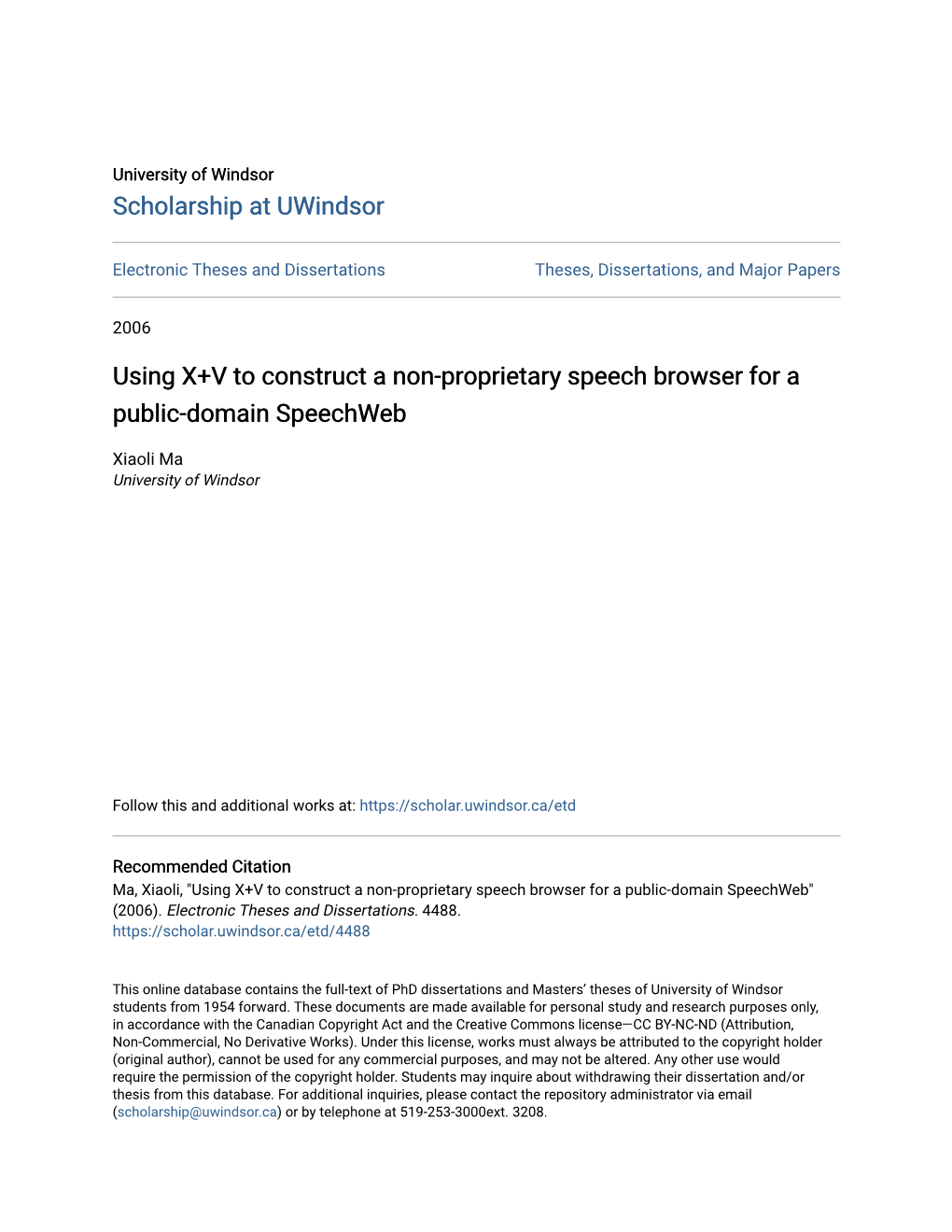 Using X+V to Construct a Non-Proprietary Speech Browser for a Public-Domain Speechweb