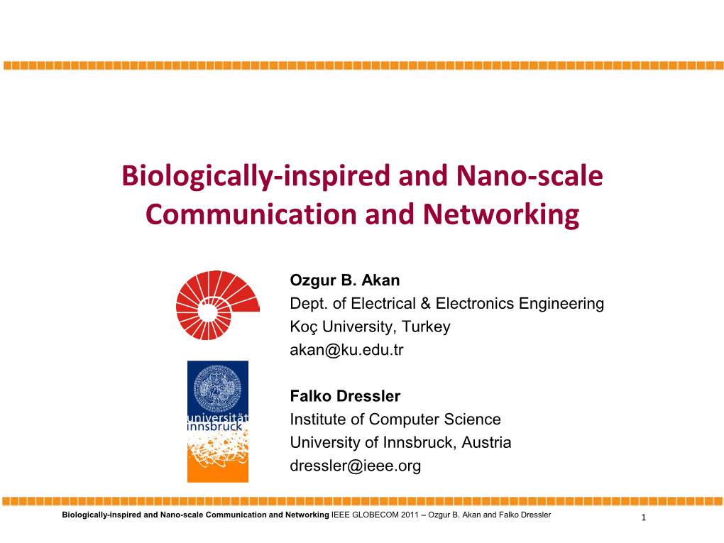 Biologically-Inspired and Nano-Scale Communication and Networking