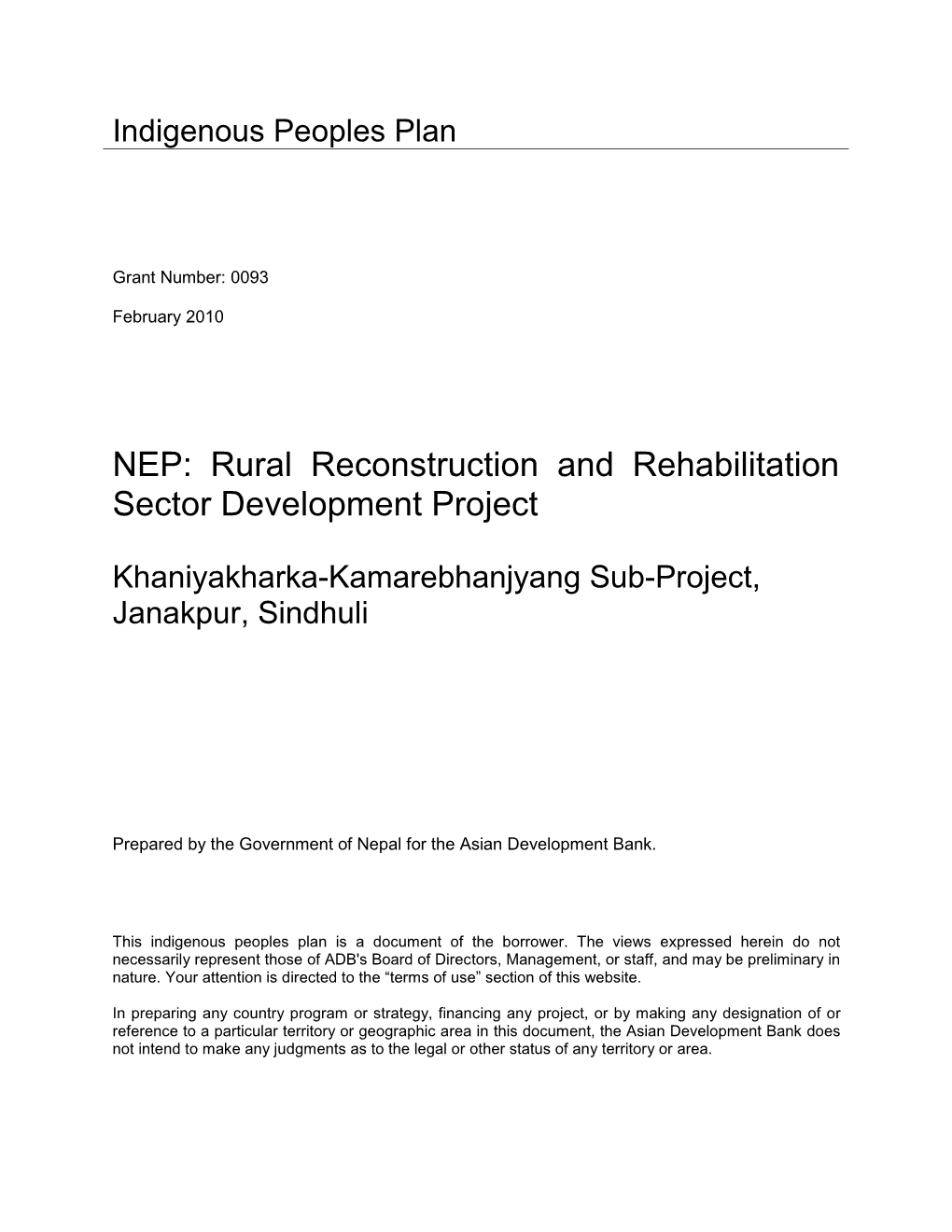 40554-022: Rural Reconstruction and Rehabilitation Sector Development