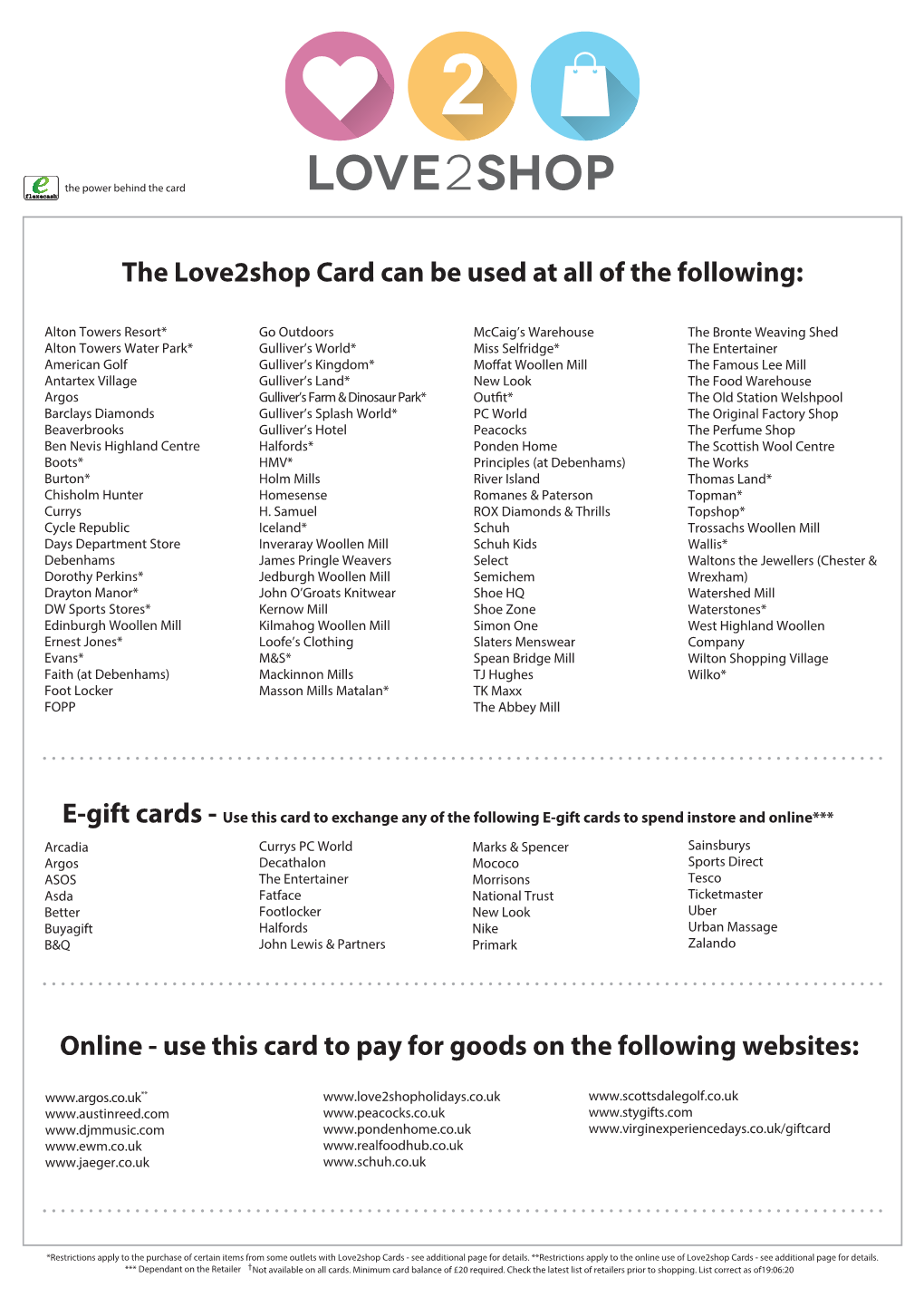 The Love2shop Card Can Be Used at All of the Following: Online