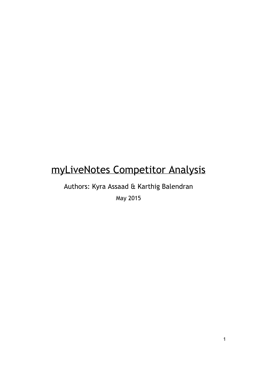 Mylivenotes Competitor Analysis