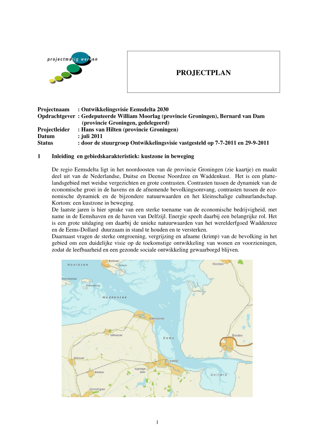 Projectplan Ontwikkelingsvisie Eemsdelta Dd 29 Sept