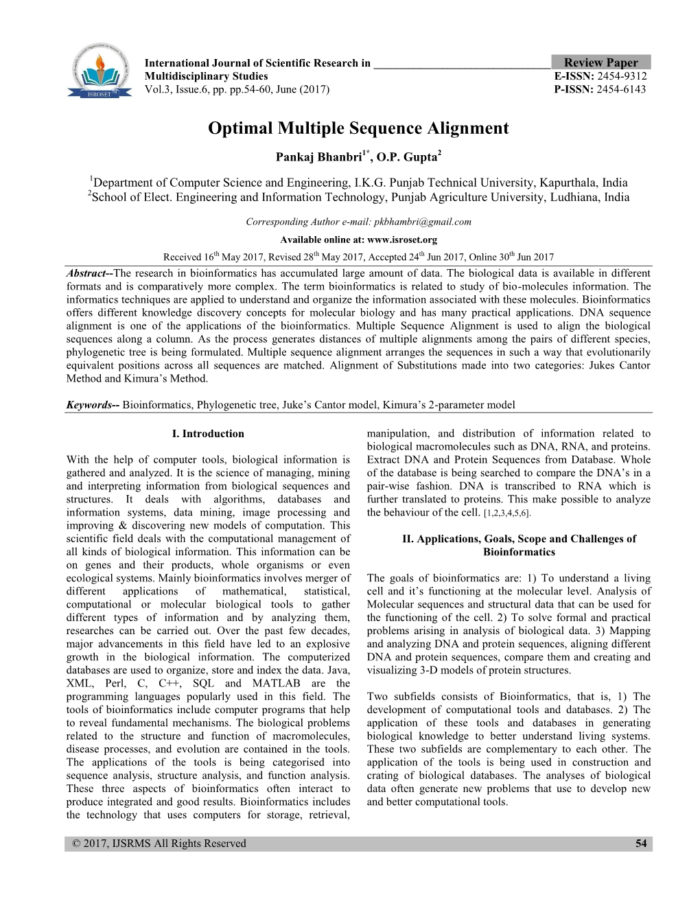 Optimal Multiple Sequence Alignment