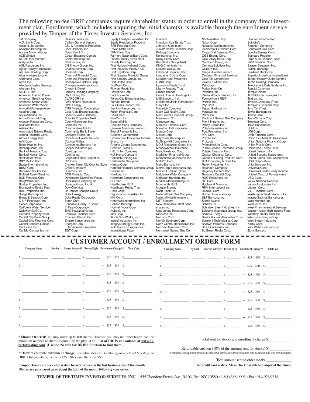 Customer Account / Enrollment Order Form