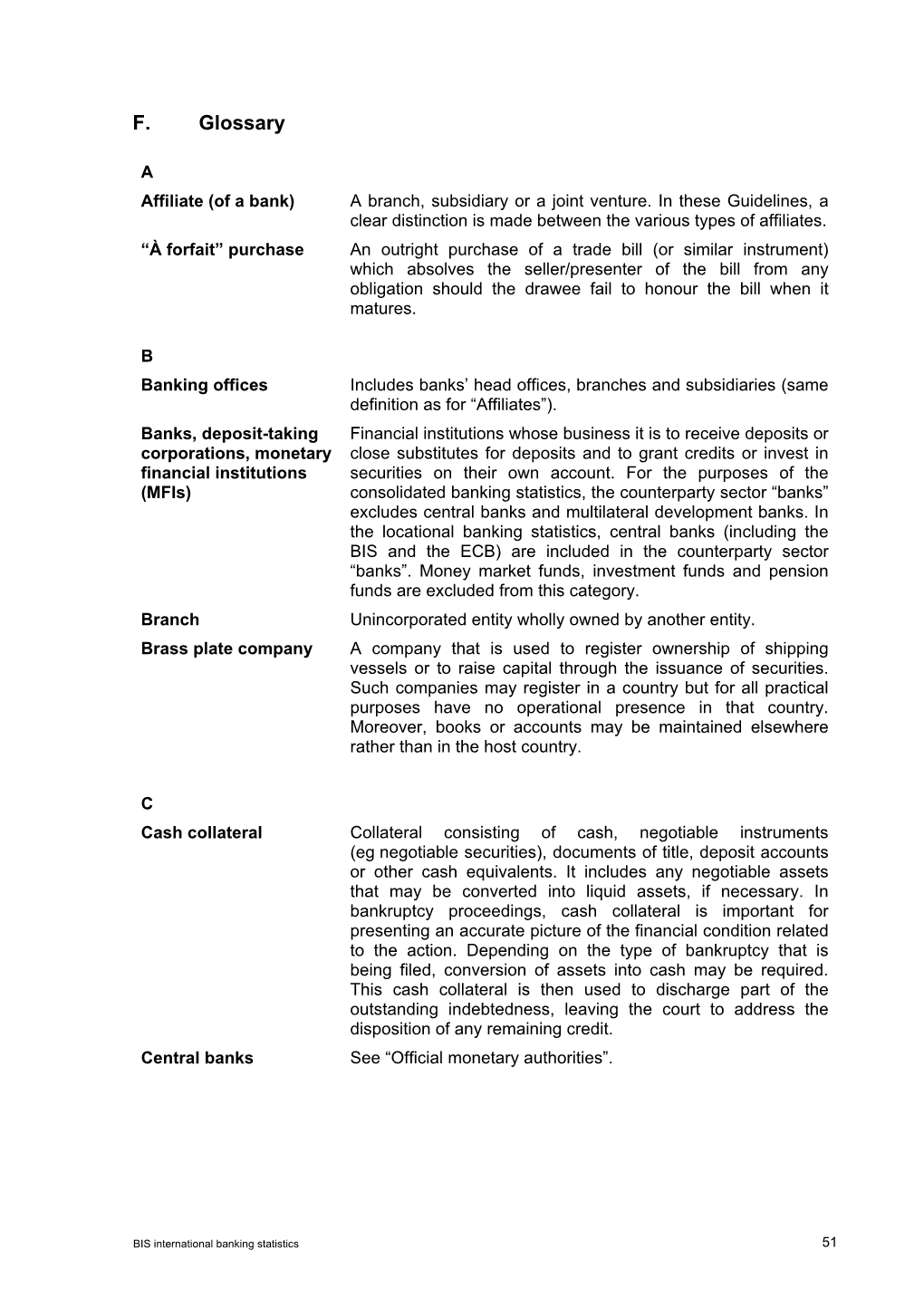 Glossary from "Guidelines for Reporting the BIS International