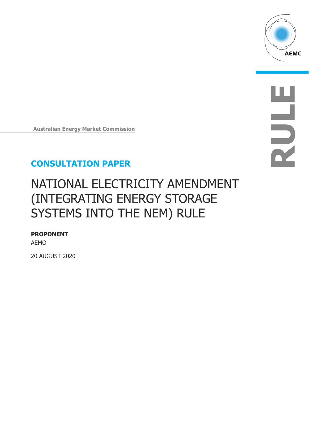 Integrating Energy Storage Systems Into the Nem) Rule