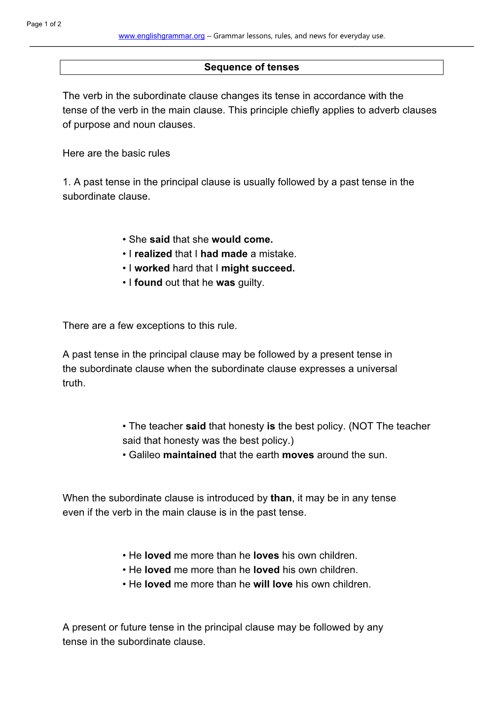 Sequence of Tenses