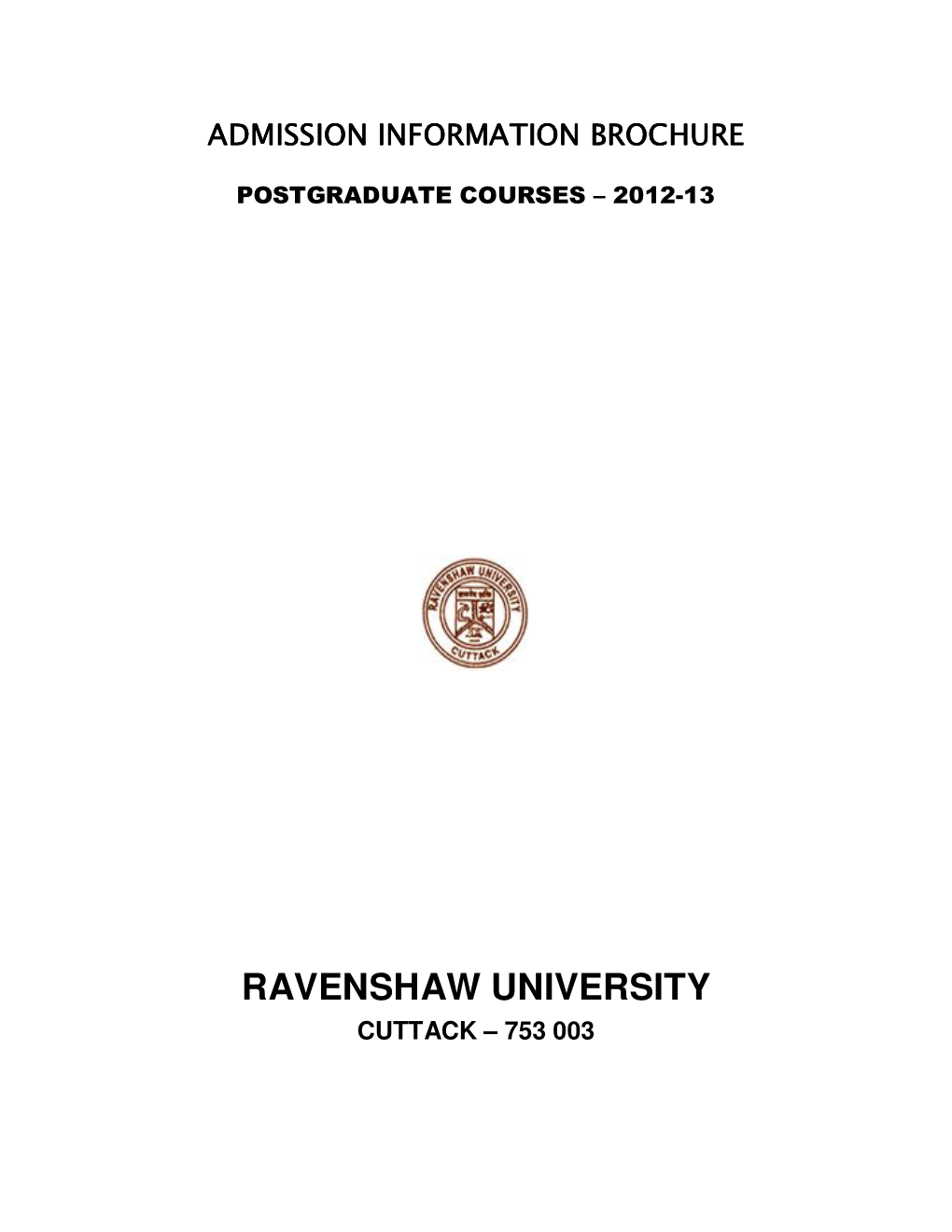 Ravenshaw University Admission Brochure