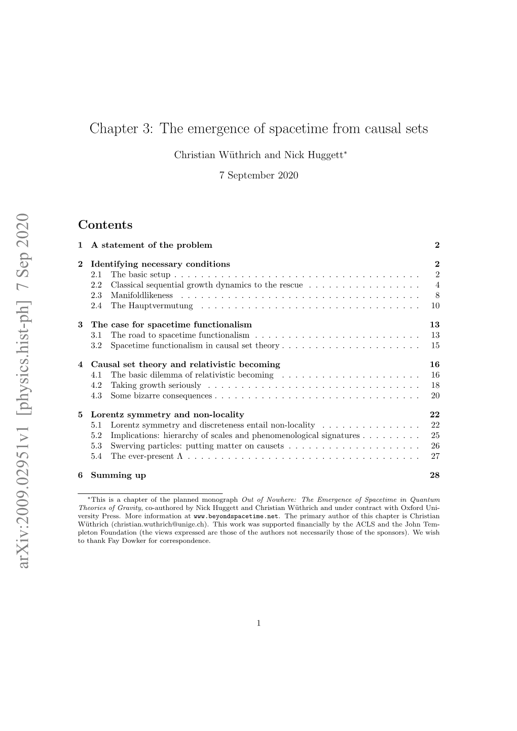 Chapter 3: the Emergence of Spacetime from Causal Sets