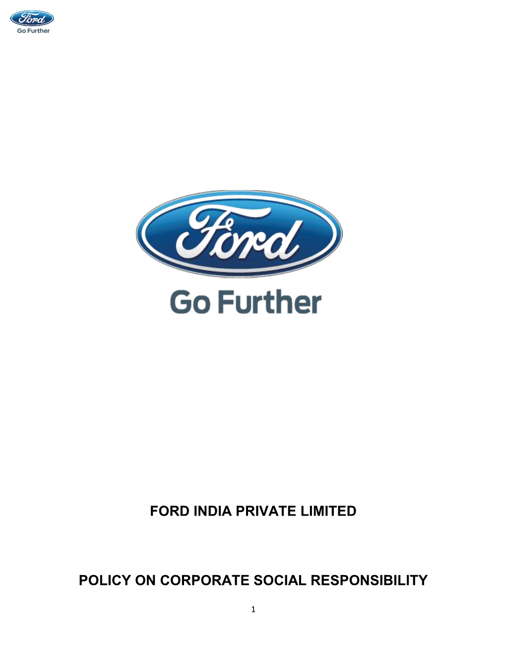 Ford India's CSR Policy