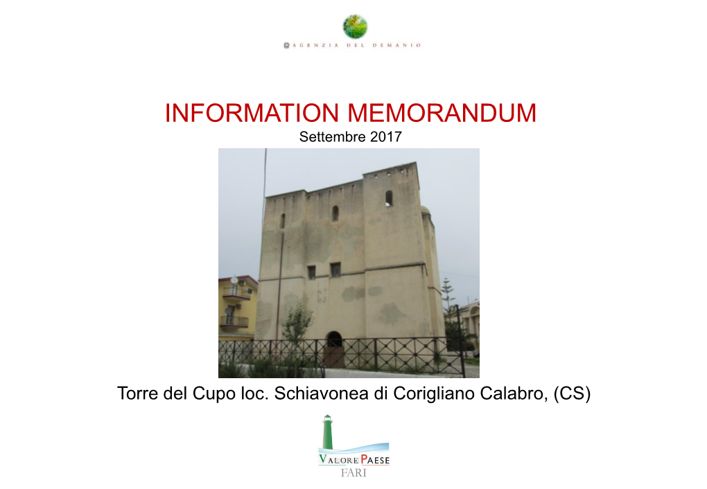 INFORMATION MEMORANDUM Settembre 2017