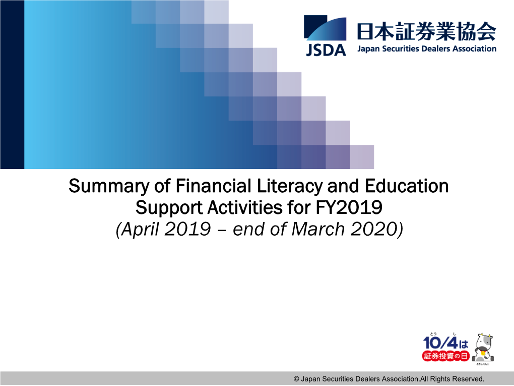 Financial Literacy and Education Support Activities Report (2020)