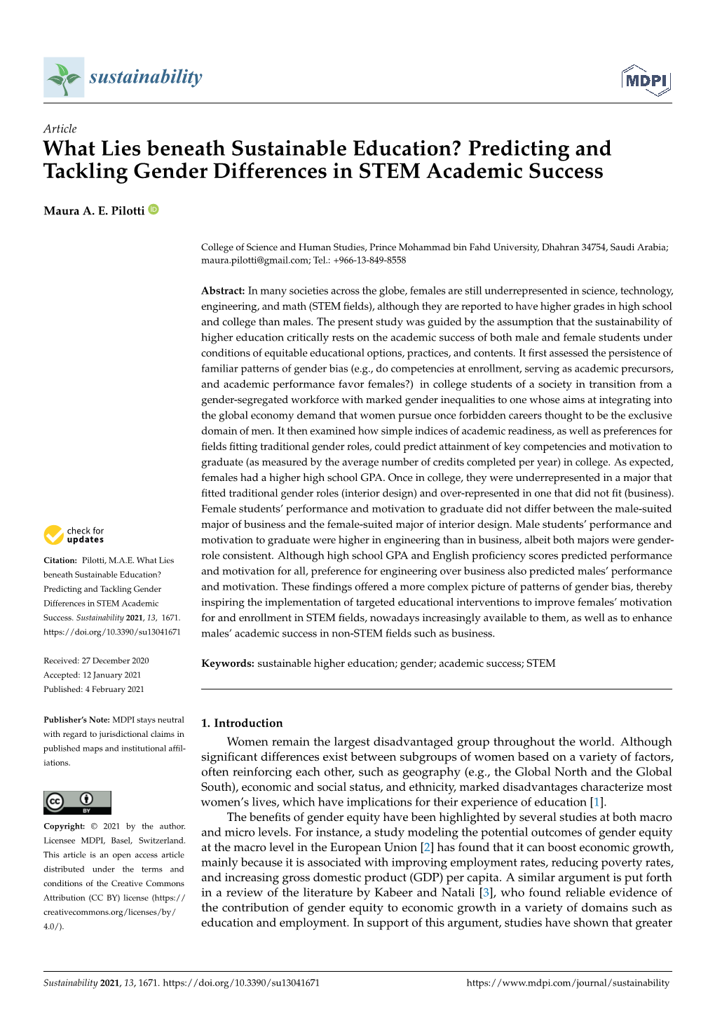 What Lies Beneath Sustainable Education? Predicting and Tackling Gender Differences in STEM Academic Success