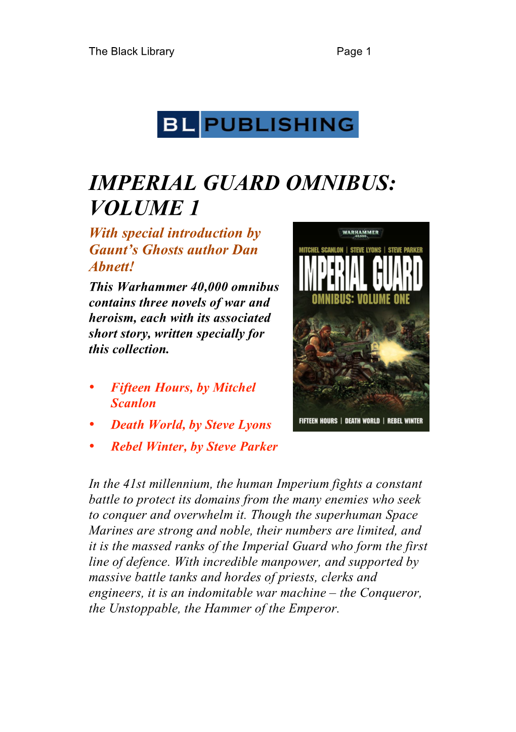 Imperial Guard Omnibus: Volume 1