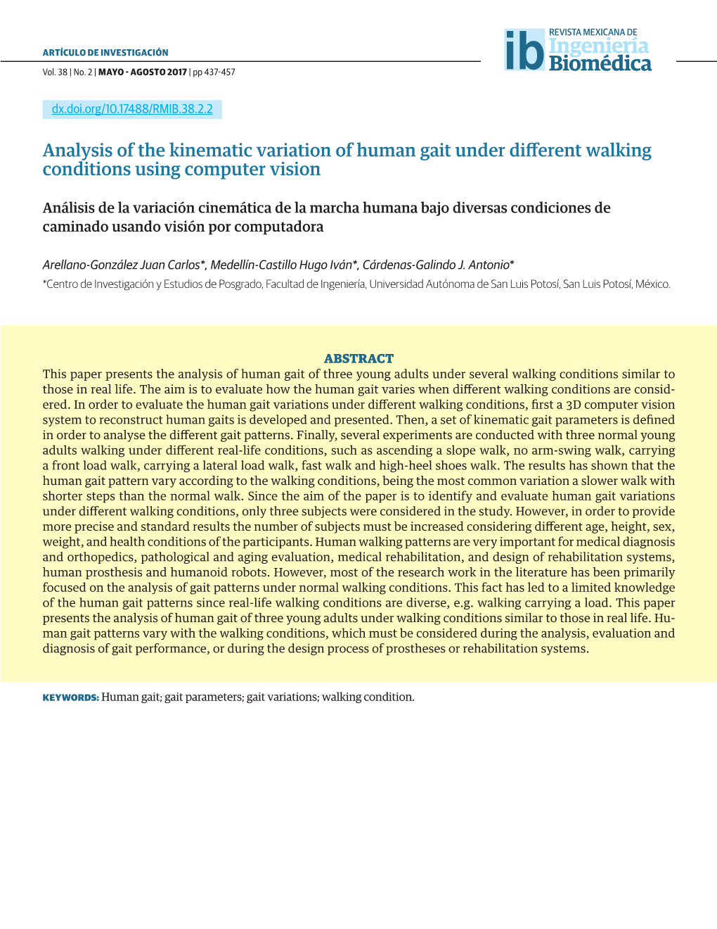 Analysis of the Kinematic Variation of Human Gait Under Different Walking Conditions Using Computer Vision 439