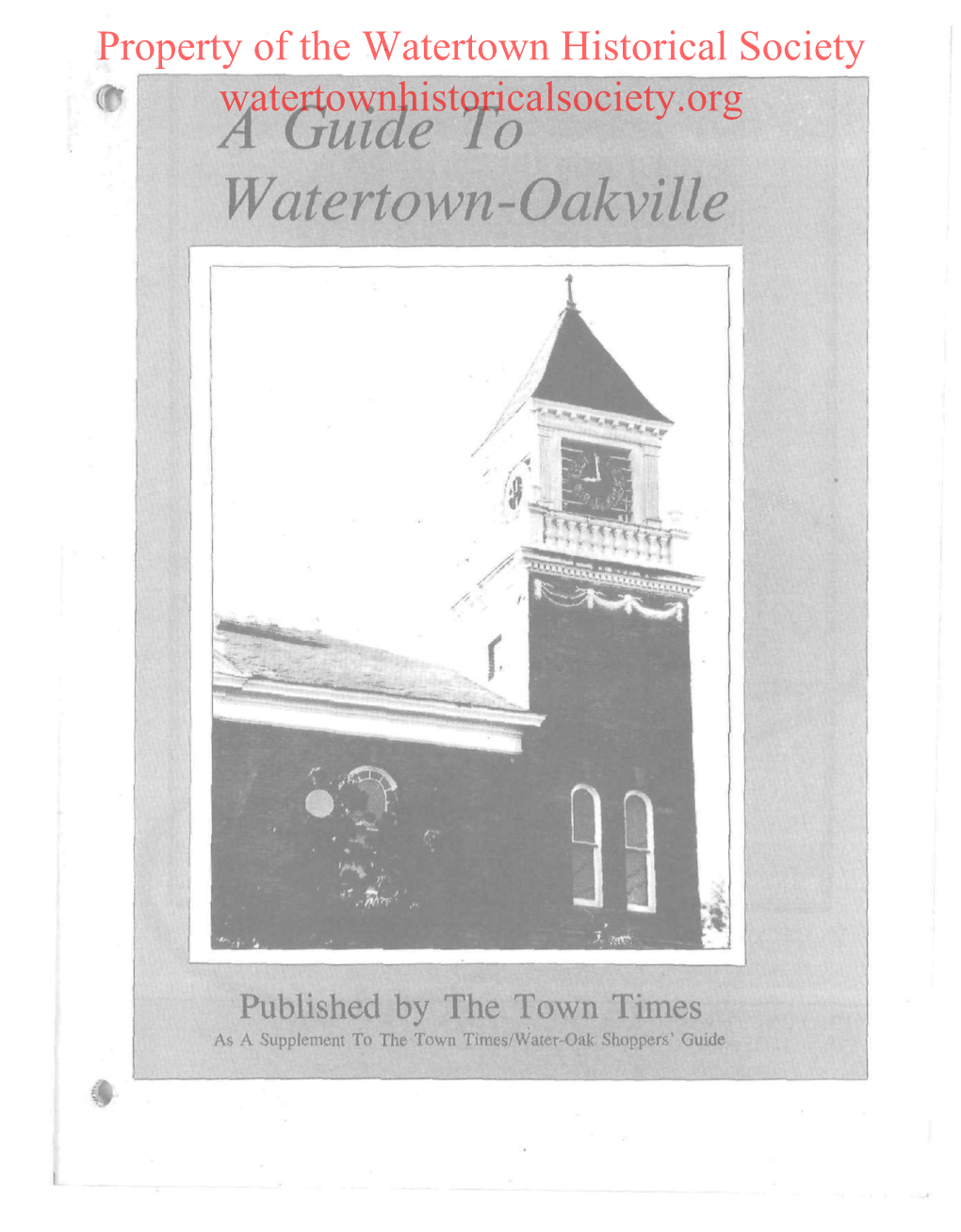 A Guide to Watertown-Oakville 1988 Watertownhistoricalsociety.Org TONY's SEAFOOD WHOLESALE • RETAIL Quality Is Our Middle Name