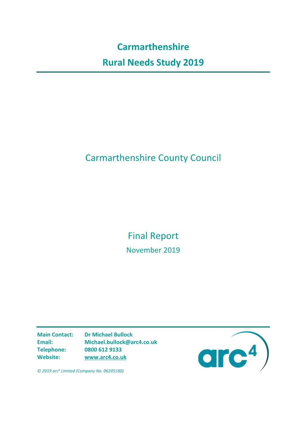 Carmarthenshire Rural Needs Study 2019