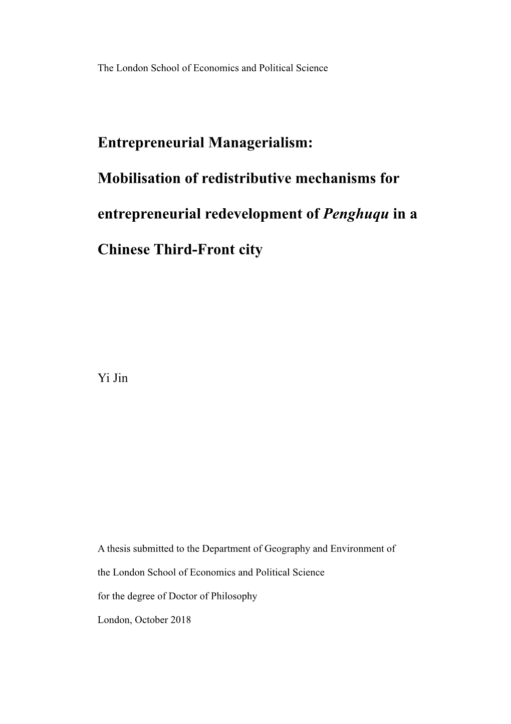 Entrepreneurial Managerialism