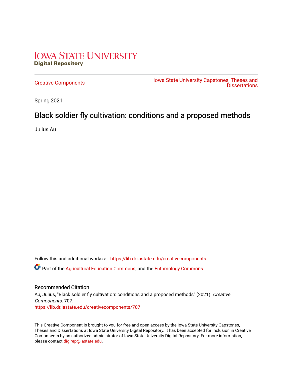 Black Soldier Fly Cultivation: Conditions and a Proposed Methods