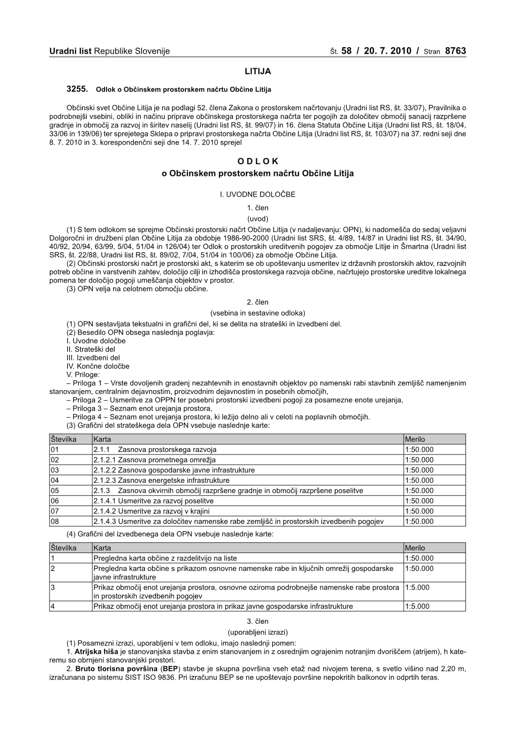 Uradni List RS 058/2010, Uredbeni