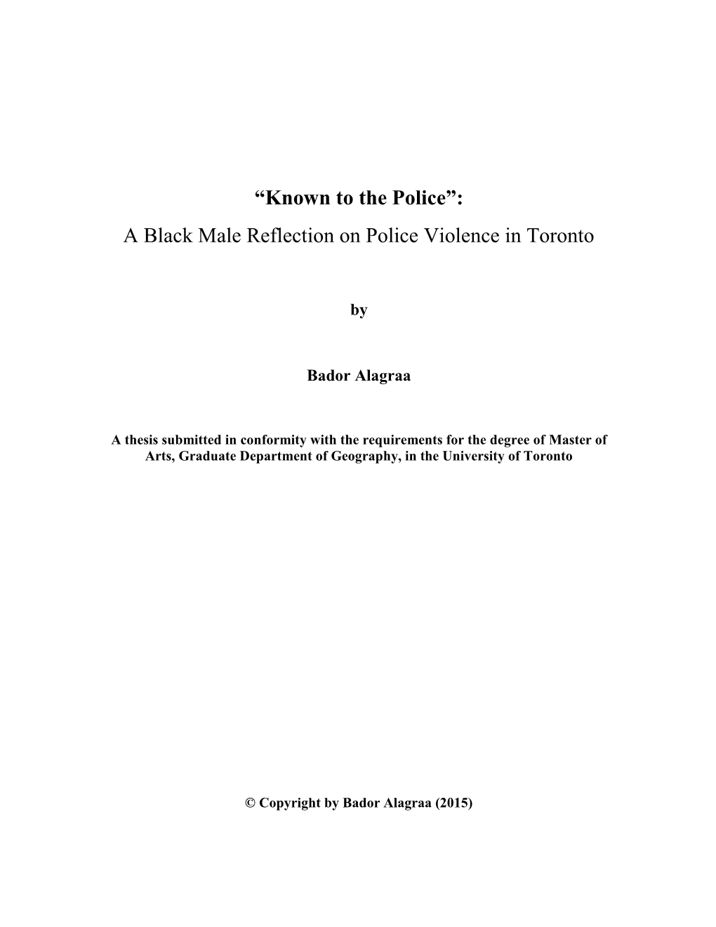 A Black Male Reflection on Police Violence in Toronto