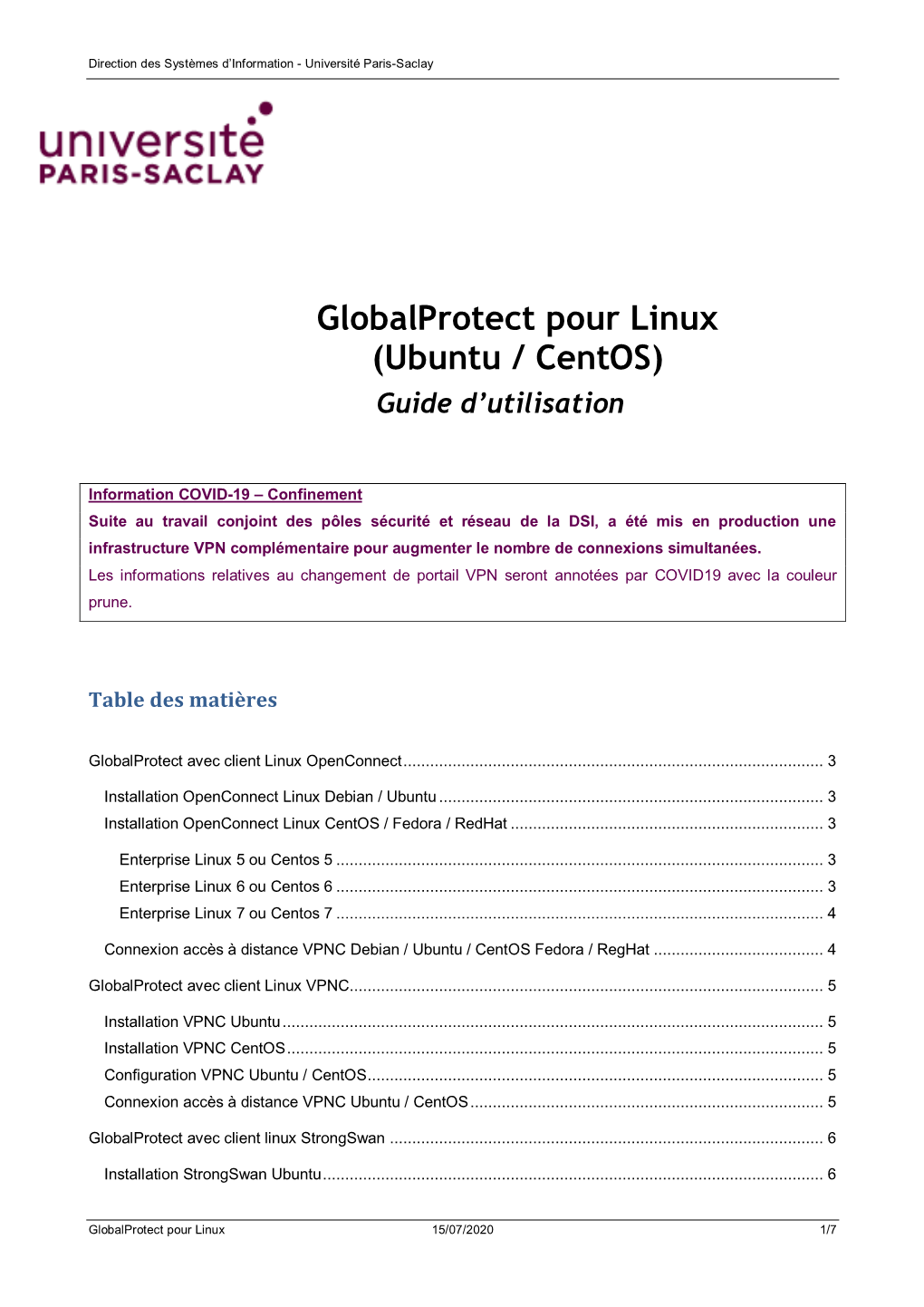 Globalprotect Pour Linux (Ubuntu / Centos) Guide D’Utilisation