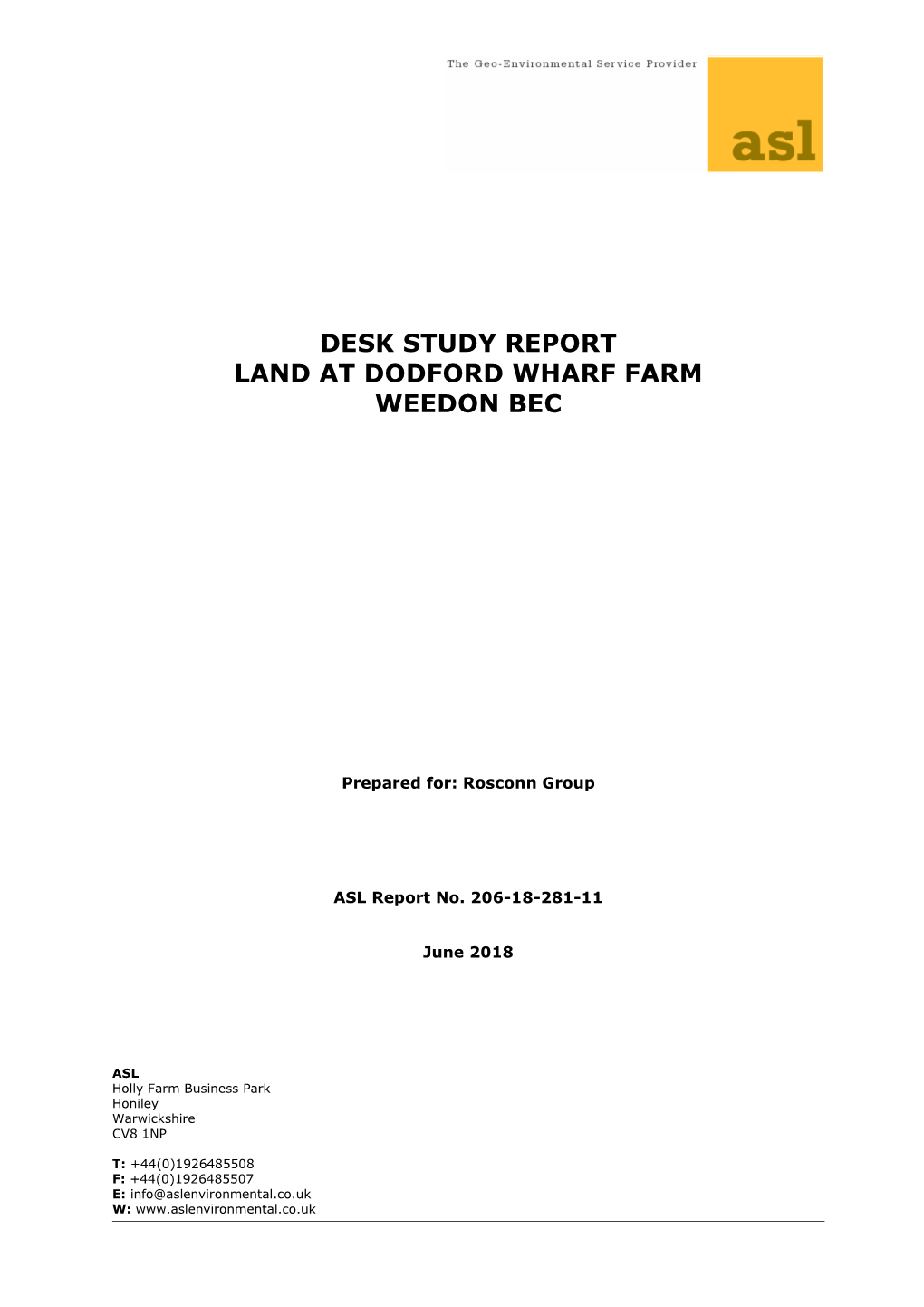 Desk Study Report Land at Dodford Wharf Farm Weedon Bec