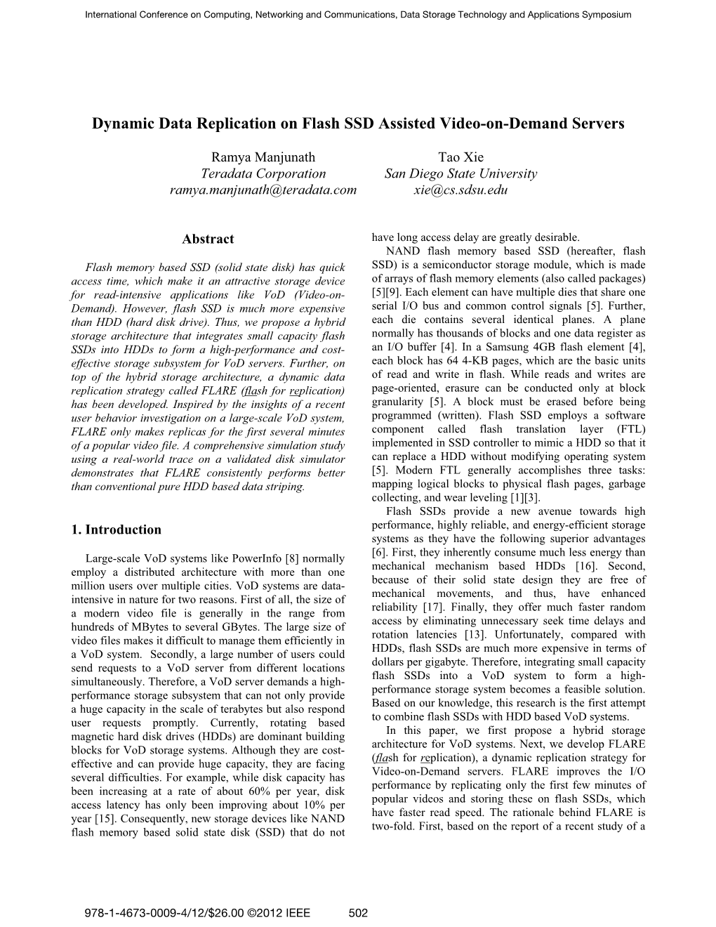 Dynamic Data Replication on Flash SSD Assisted Video-On-Demand Servers