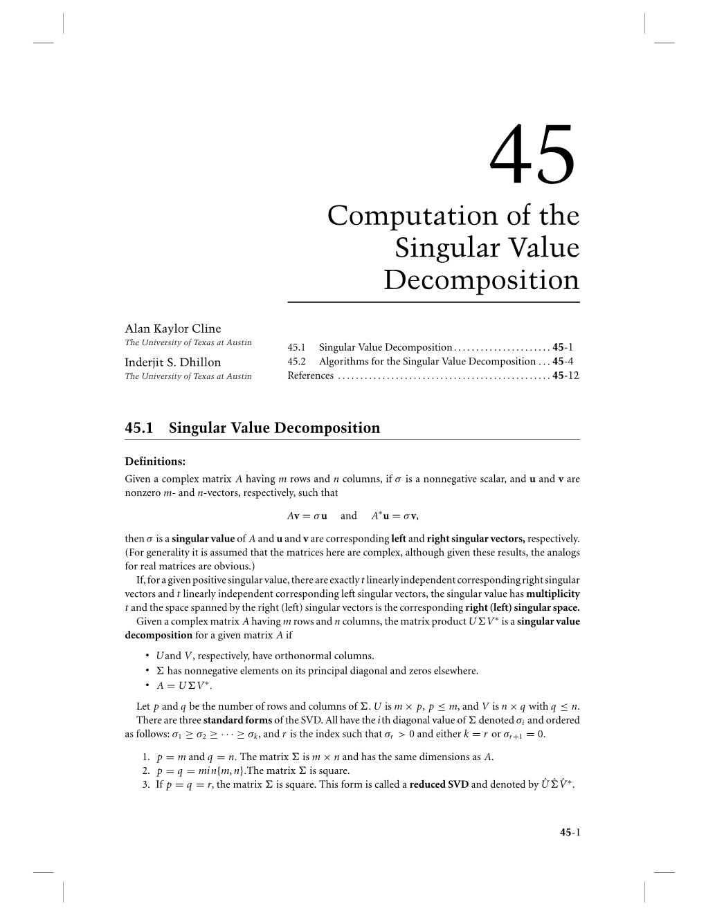 Computation of the Singular Value Decomposition