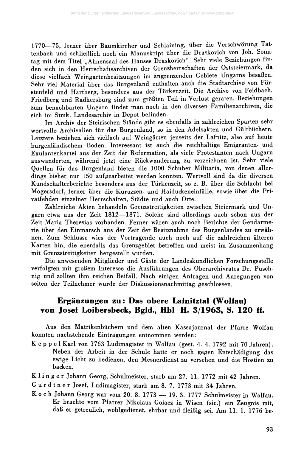 Wolfau) Von Josef Loibersbeck, Bgld., Hbl H