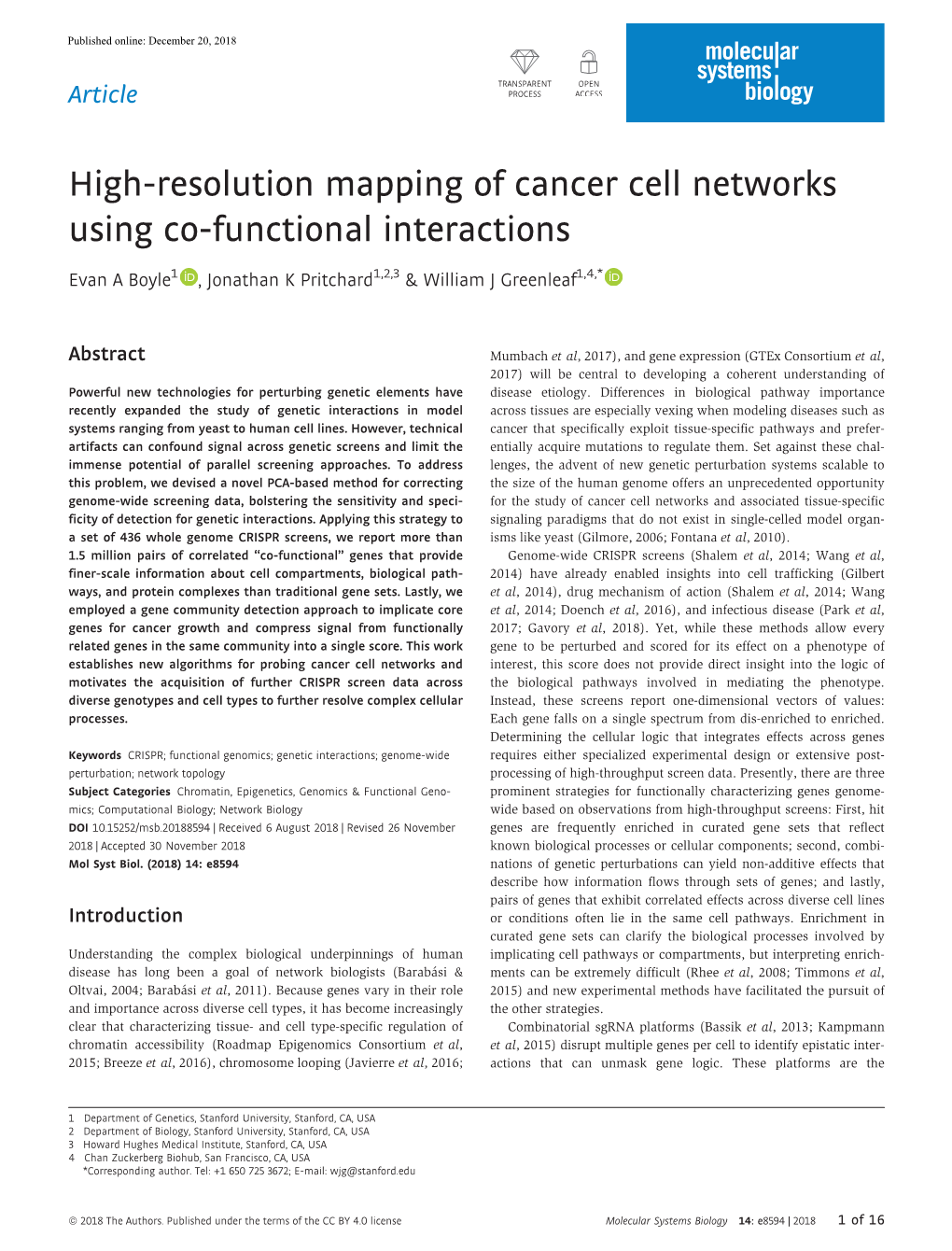 High‐Resolution Mapping of Cancer Cell Networks Using Co‐Functional
