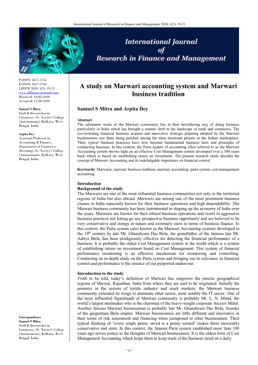 A Study on Marwari Accounting System and Marwari Business Tradition