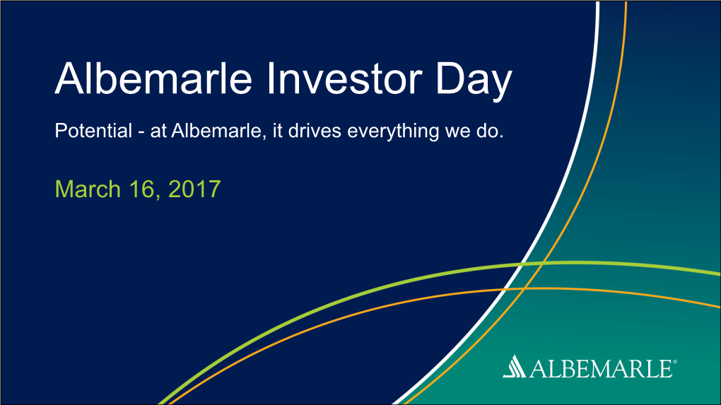 Albemarle Investor Day Presentation