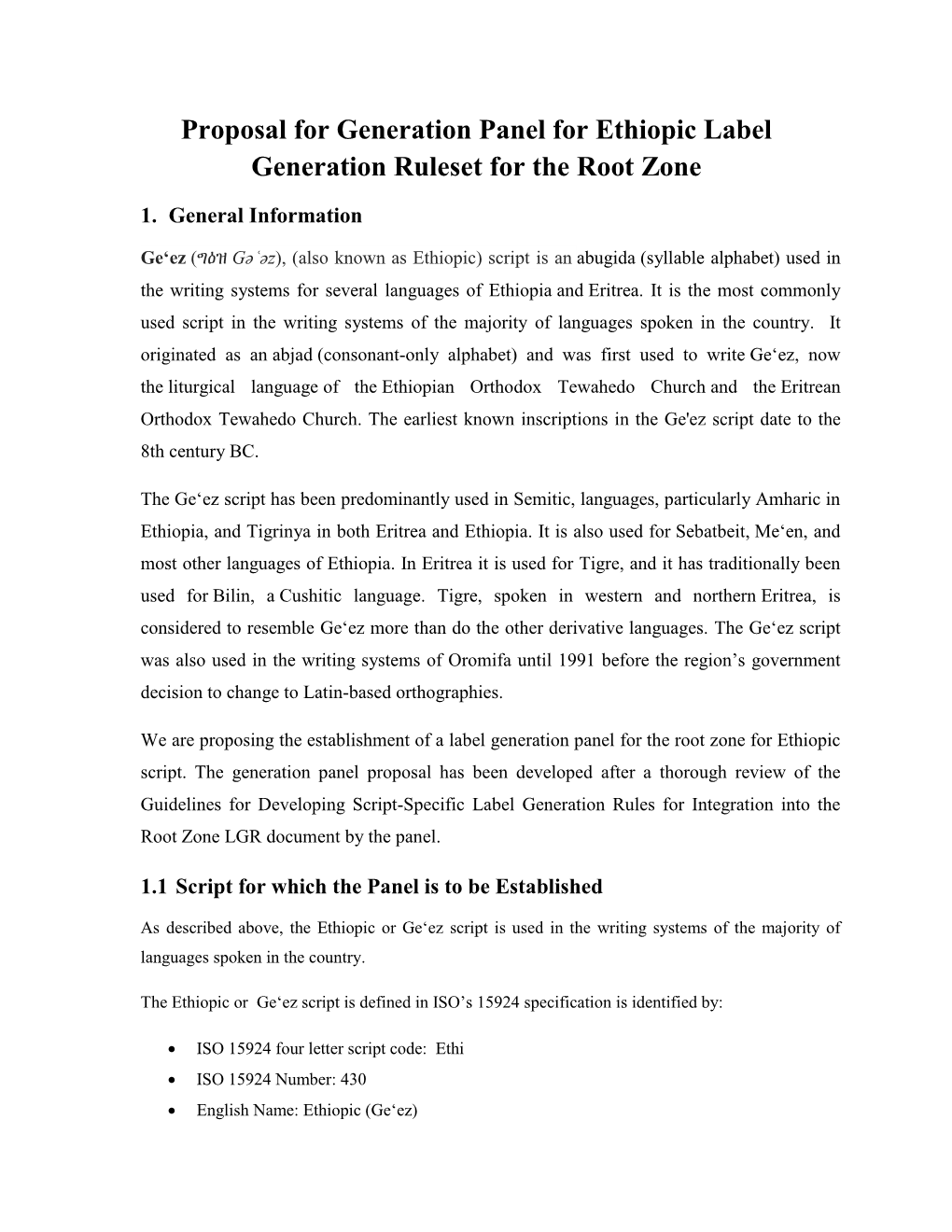 Proposal for Generation Panel for Ethiopic Script Label