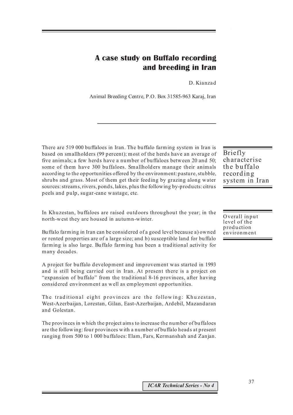 A Case Study on Buffalo Recording and Breeding in Iran