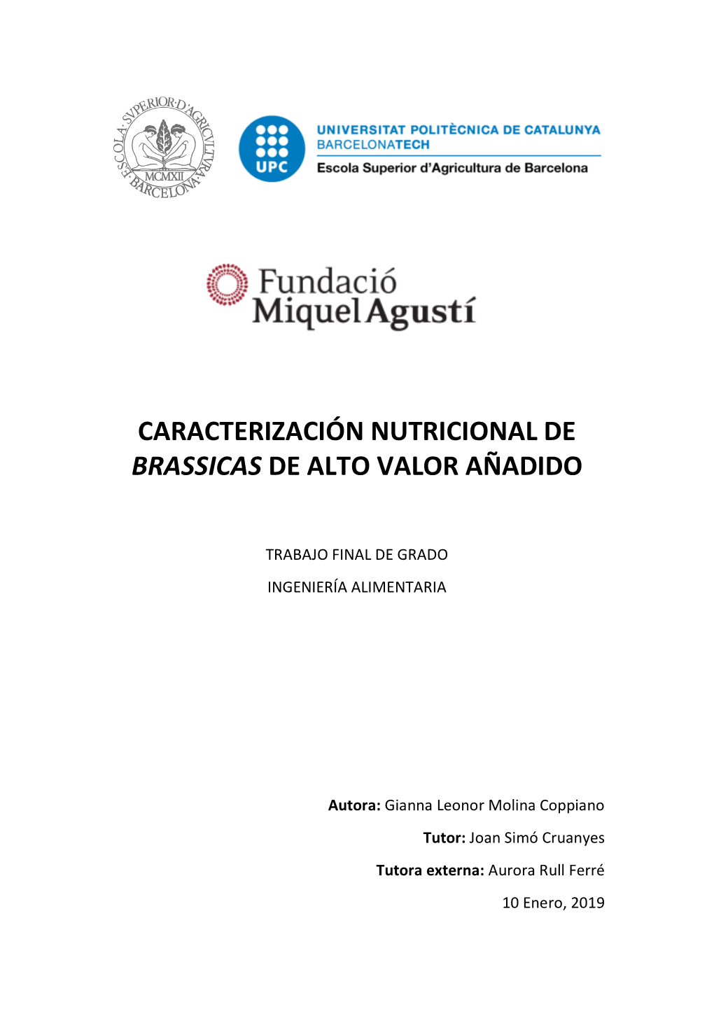 Caracterización Nutricional De Brassica De Alto Valor Añadido